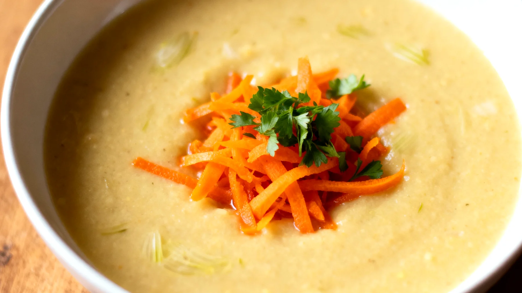 Fenchel-Ingwer-Suppe mit fermentierten Karotten"