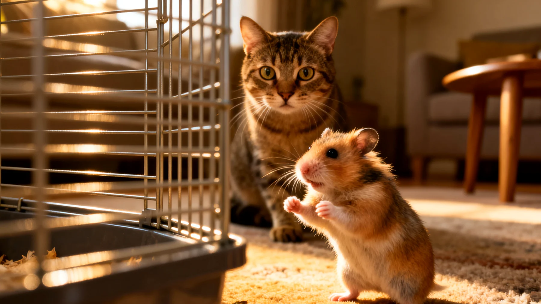 Hamster zeigen territoriales und aggressives Verhalten gegenüber anderen Tieren im Haushalt, was zu Stress und potenziellen Konflikten führt"